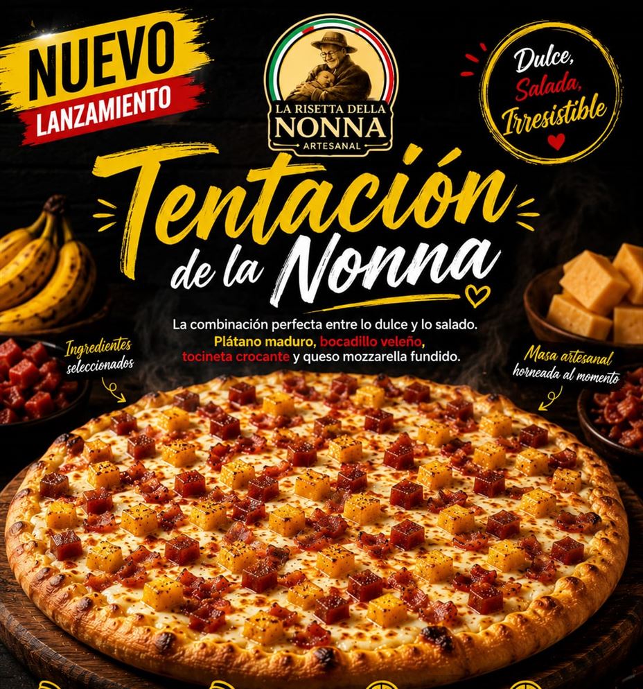 Afiche de la nueva pizza Tentación de la Nonna